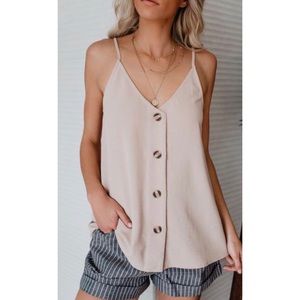 Button Down Adjustable Tank-Sand color